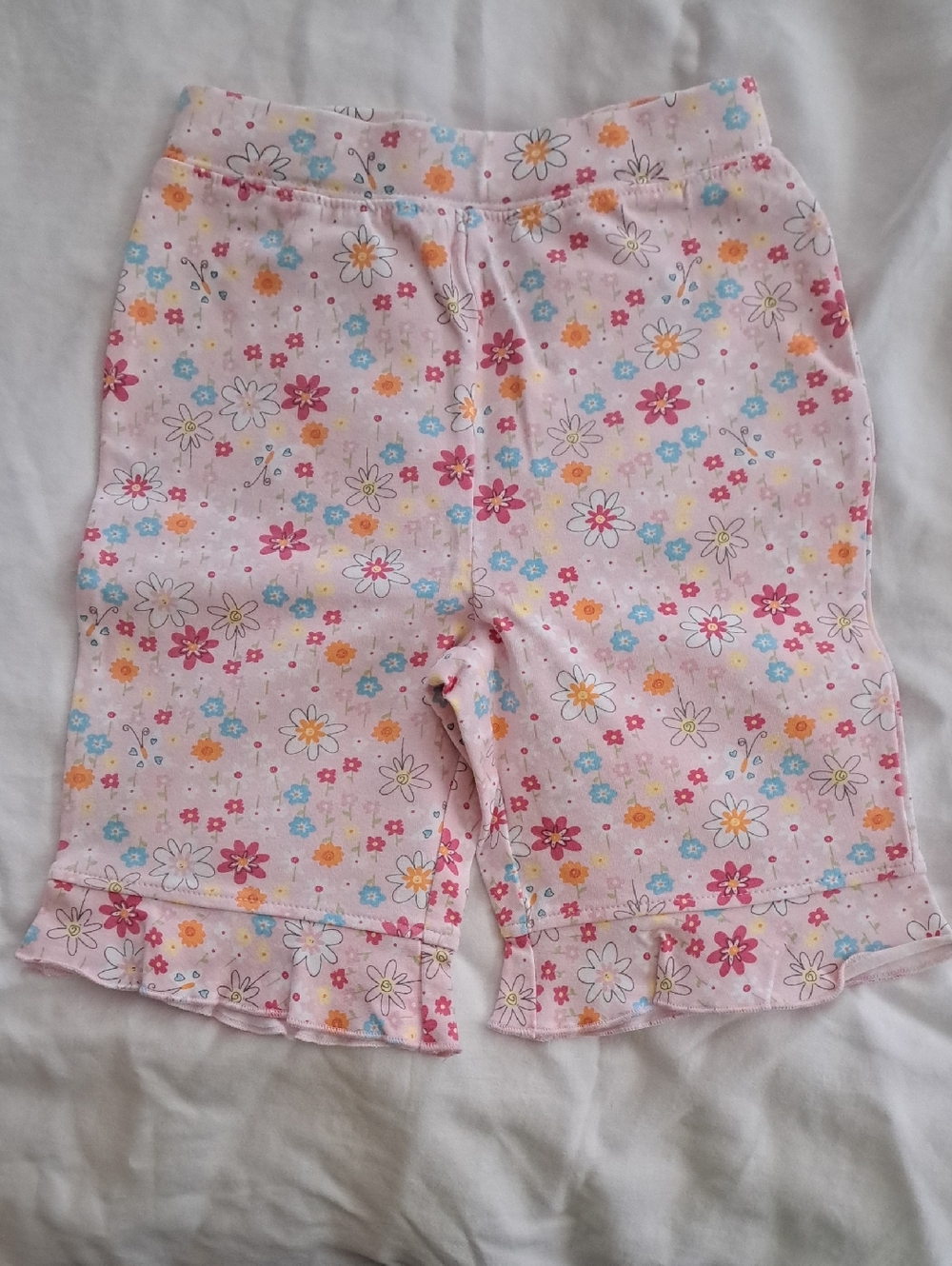 Girls Floral Pink Ruffled Shorts